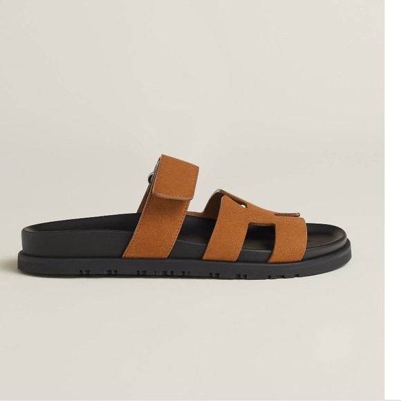 NEW Hermes Women Chypre Suede Brown Naturel Tan Sandals Flats Size 36 - Picture 11 of 12